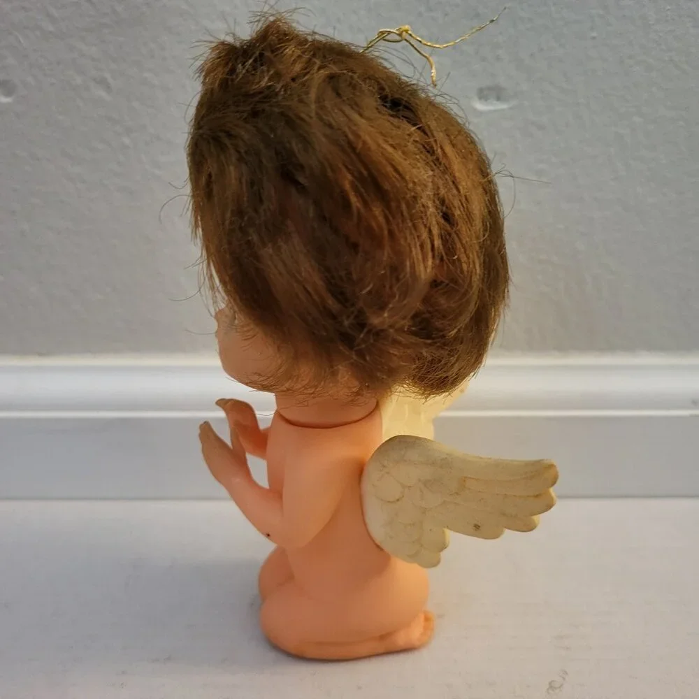 VTD 1970 Kamar Christmas Angel Big Eyes Ornament Doll Dark Hair Mod MCM Kitsch